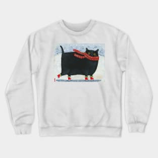 Chonky Black Ice Skater Cat Crewneck Sweatshirt